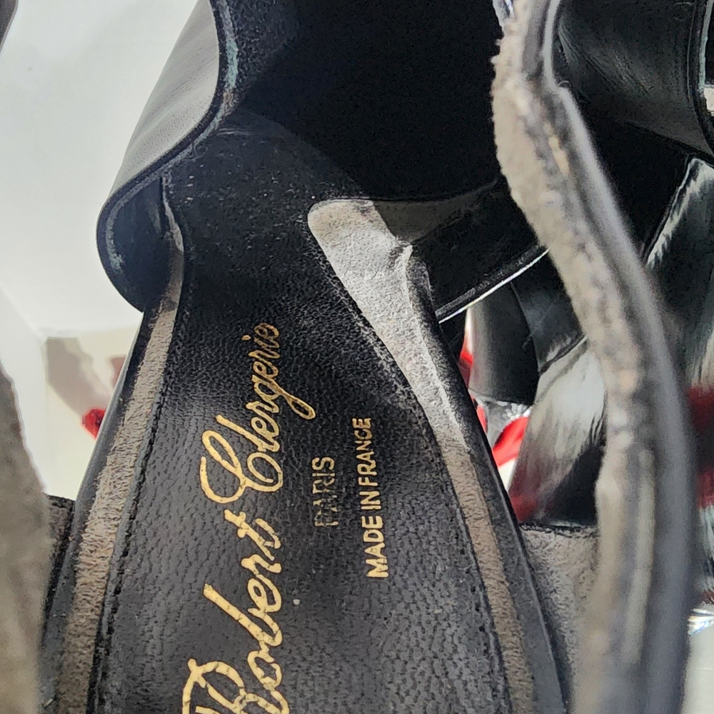 Robert Clergerie Women's Paris Black Leather Cut-Out Wedge Heels — Size 37 - Picture 5 of 12